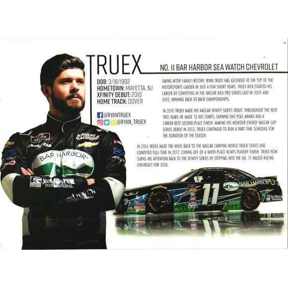 Ryan Truex No. 11 Bar Harbor Sea Watch Chevrolet 8x11 Promo Handout - Picture 2 of 2
